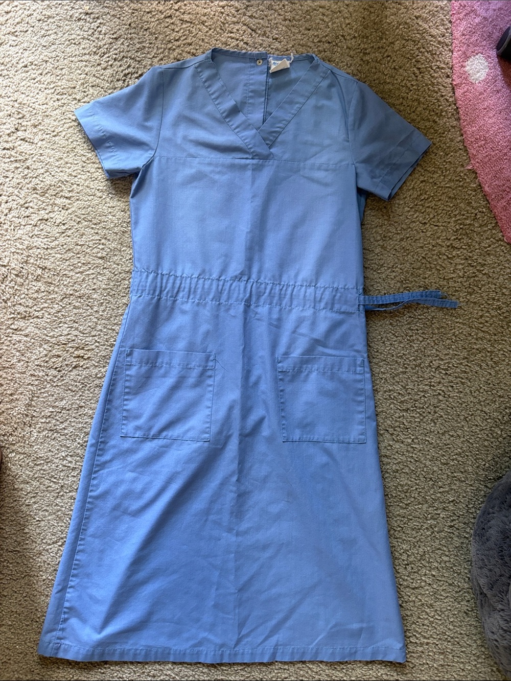 Vintage Angelica Uniform Group Light Blue V-Neck Uniform Smock size 26-28